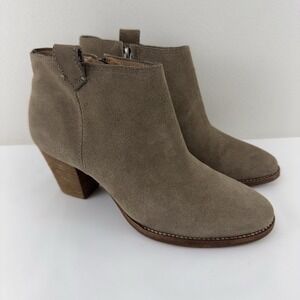 Madewell Women's Ankle Boots Taupe Suede Block Heel Size 6